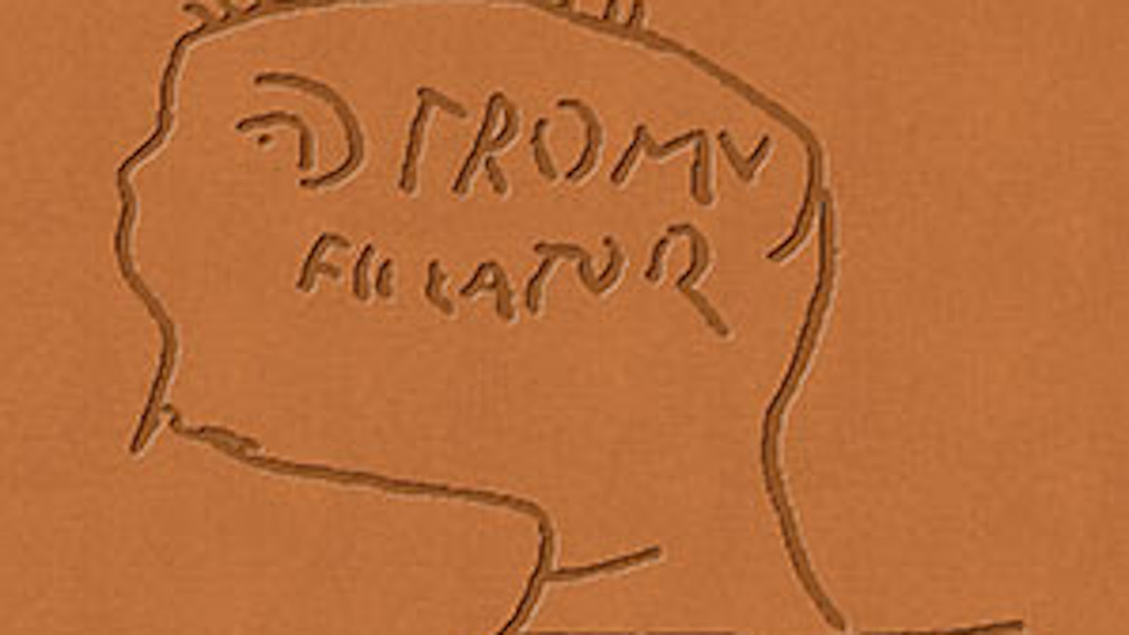 Kuvassa on ruskean oranssilla pohjalla kirjan kansi ja teksti Räävitöntä! Pompeijilaisia graffiteja sekä kirjoittajan nimi Ari Saastamoinen.  Kannessa on kuvioita.