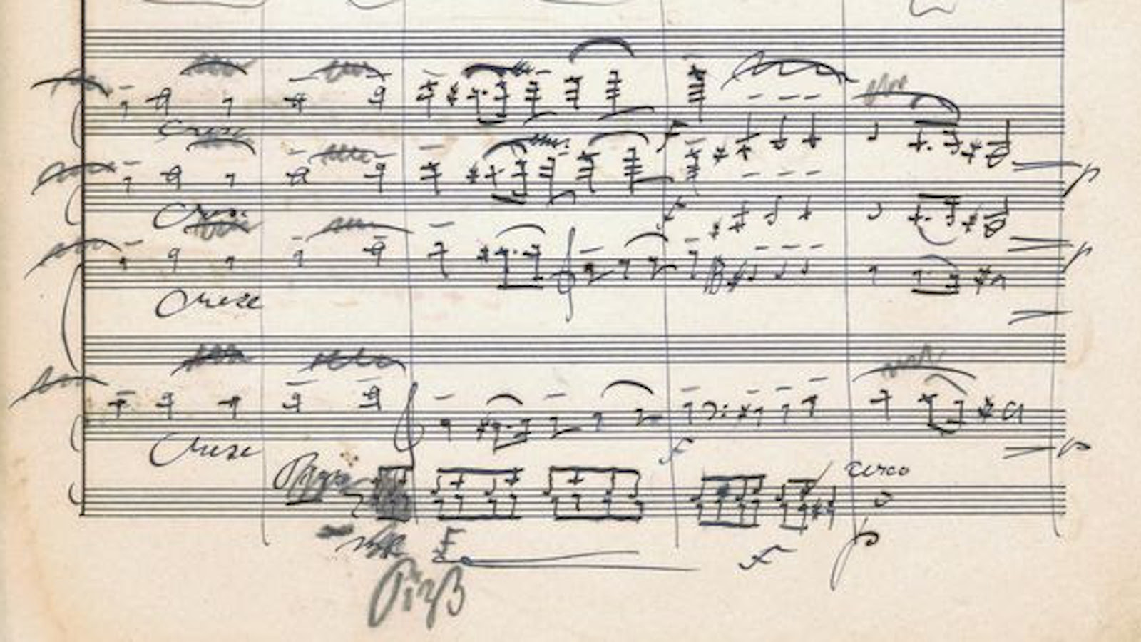 Sibelius teki IV sinfonian käsikirjoitukseen muutoksia lyijykynällä ennen teoksen julkaisuprosessia. 