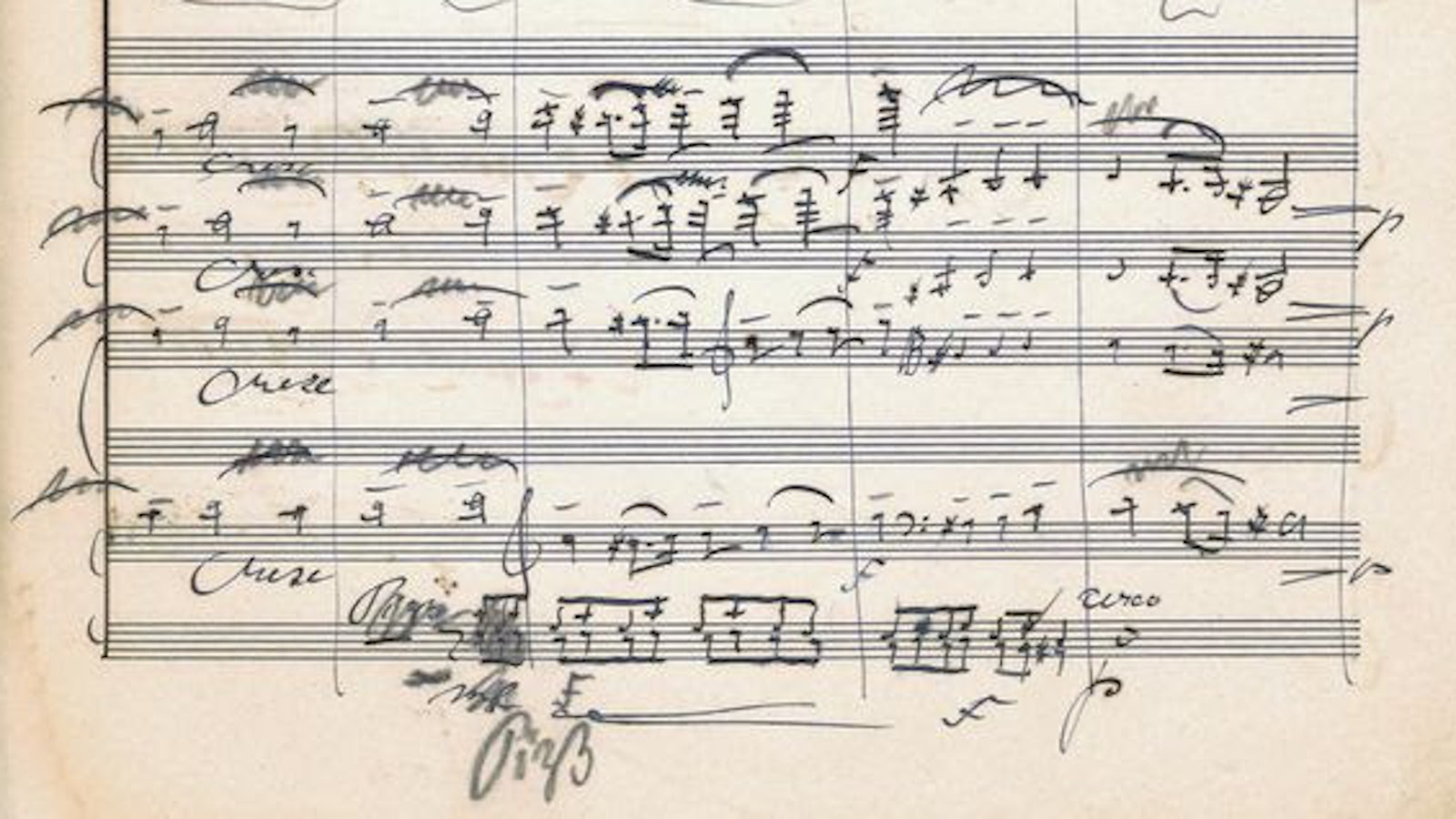 Sibelius teki IV sinfonian käsikirjoitukseen muutoksia lyijykynällä ennen teoksen julkaisuprosessia. 