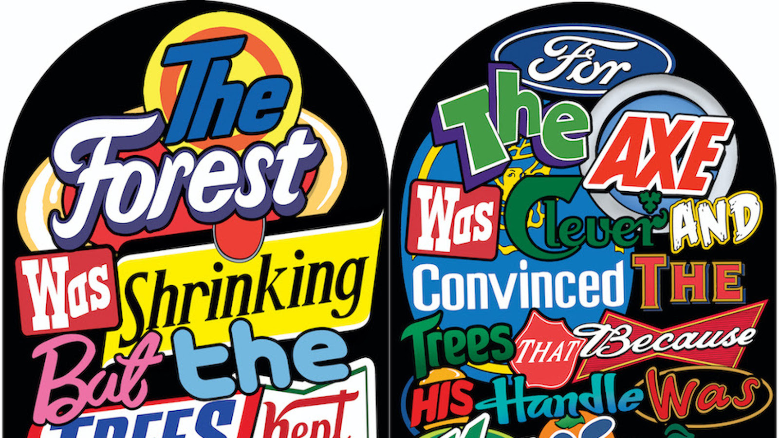 Kuvassa on kaksi pyöreällä yläosalla olevaa taulua, joissa on molemmissa eri firmojen logoja.