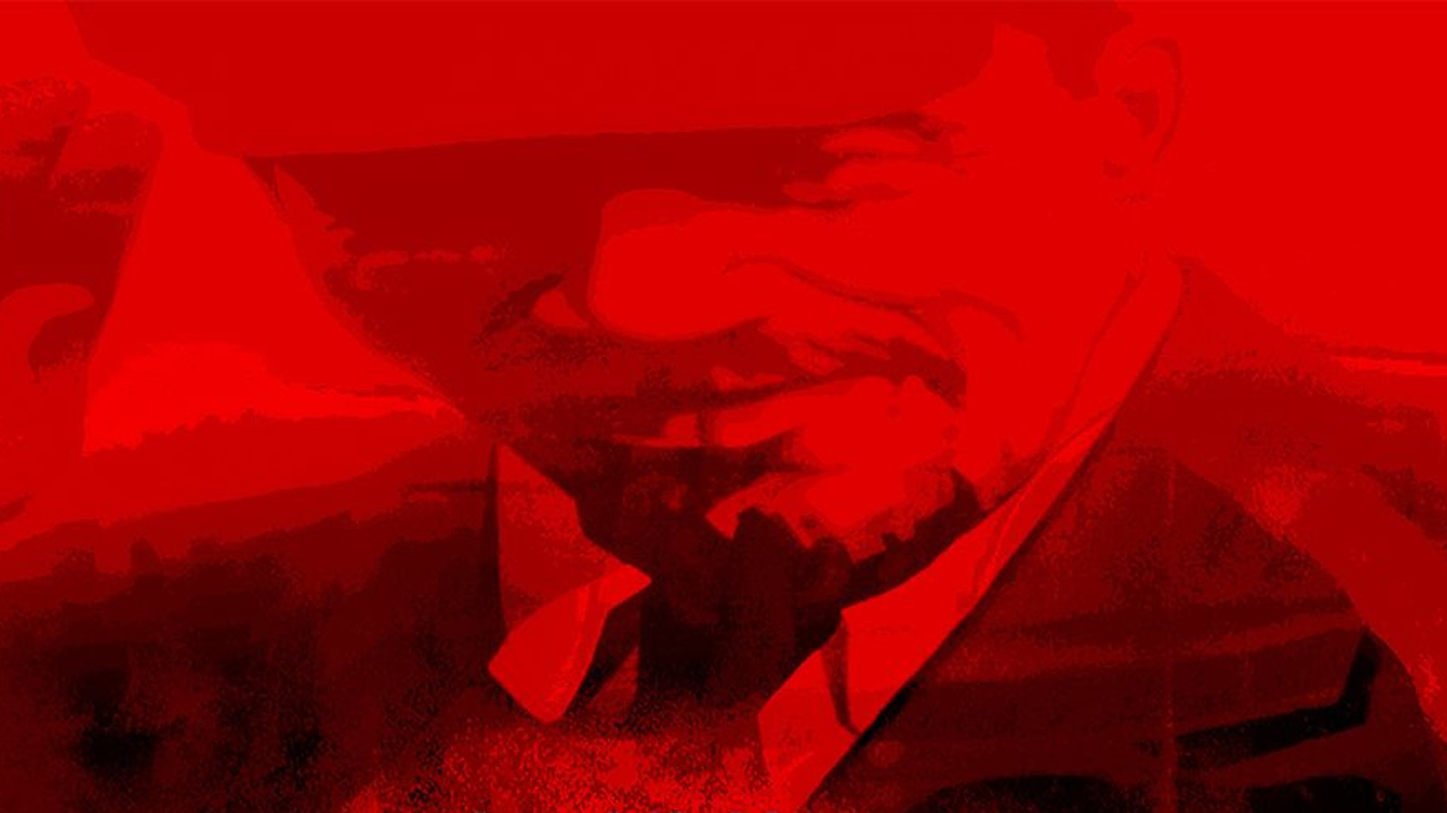 Kuvassa on osa kirjan kannesta ja siinä on punaisella pohjalla venytetetyt Leninin kasvot.