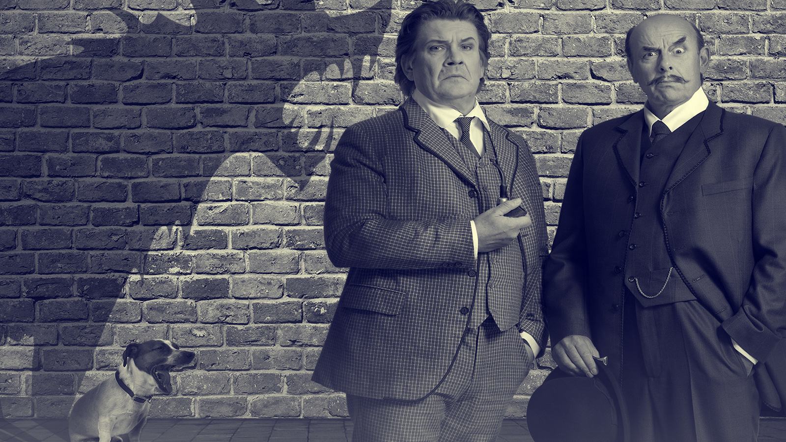 Baskervillen koiran Sherlock Holmesia näyttelee Santeri Kinnunen ja tohtori Watsonia Risto Kaskilahti 