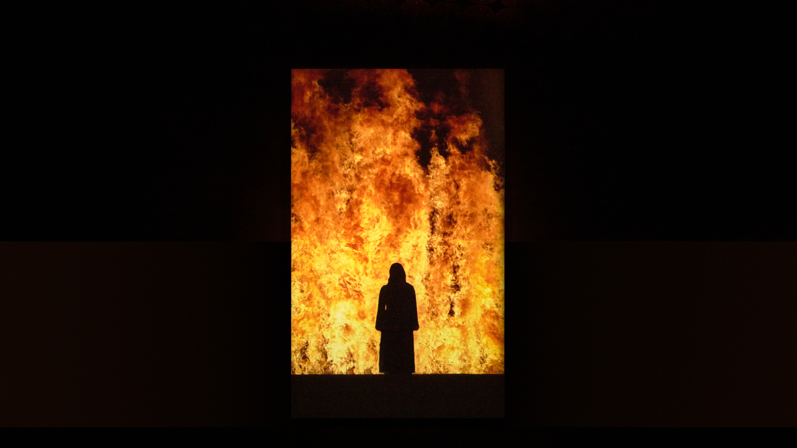 Amos Rexin Bill Viola näyttelyn Tulinainen vuodelta 2005 on kuolevan näky, joka päättyy tavoittamaan, naisen kohtaamiseen.