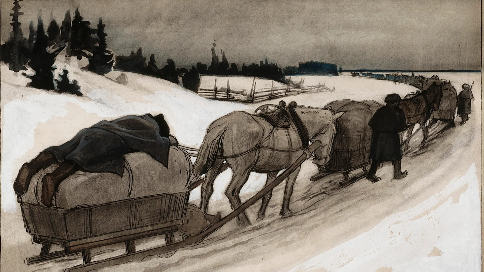 Albert Edelfeltin kuvitusta Vänrikki Stoolin tarinoihin. 
