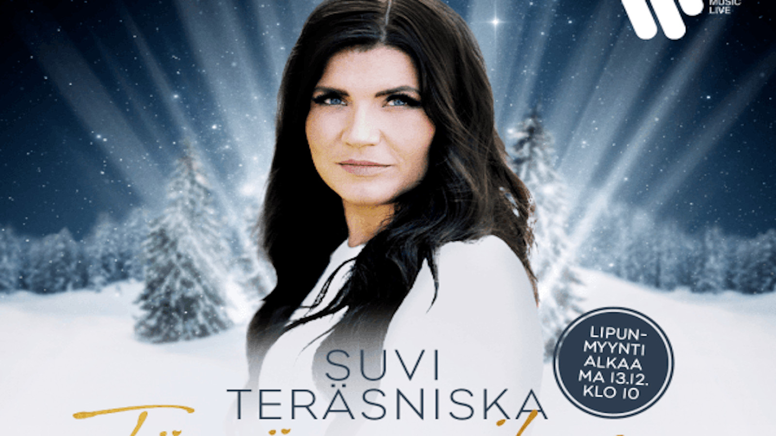 Suvi Teräsniskan joulukonsertti Tämä maailma tarvitsee joulun on Tampereen Nokia Arenalla 17.12.2022.