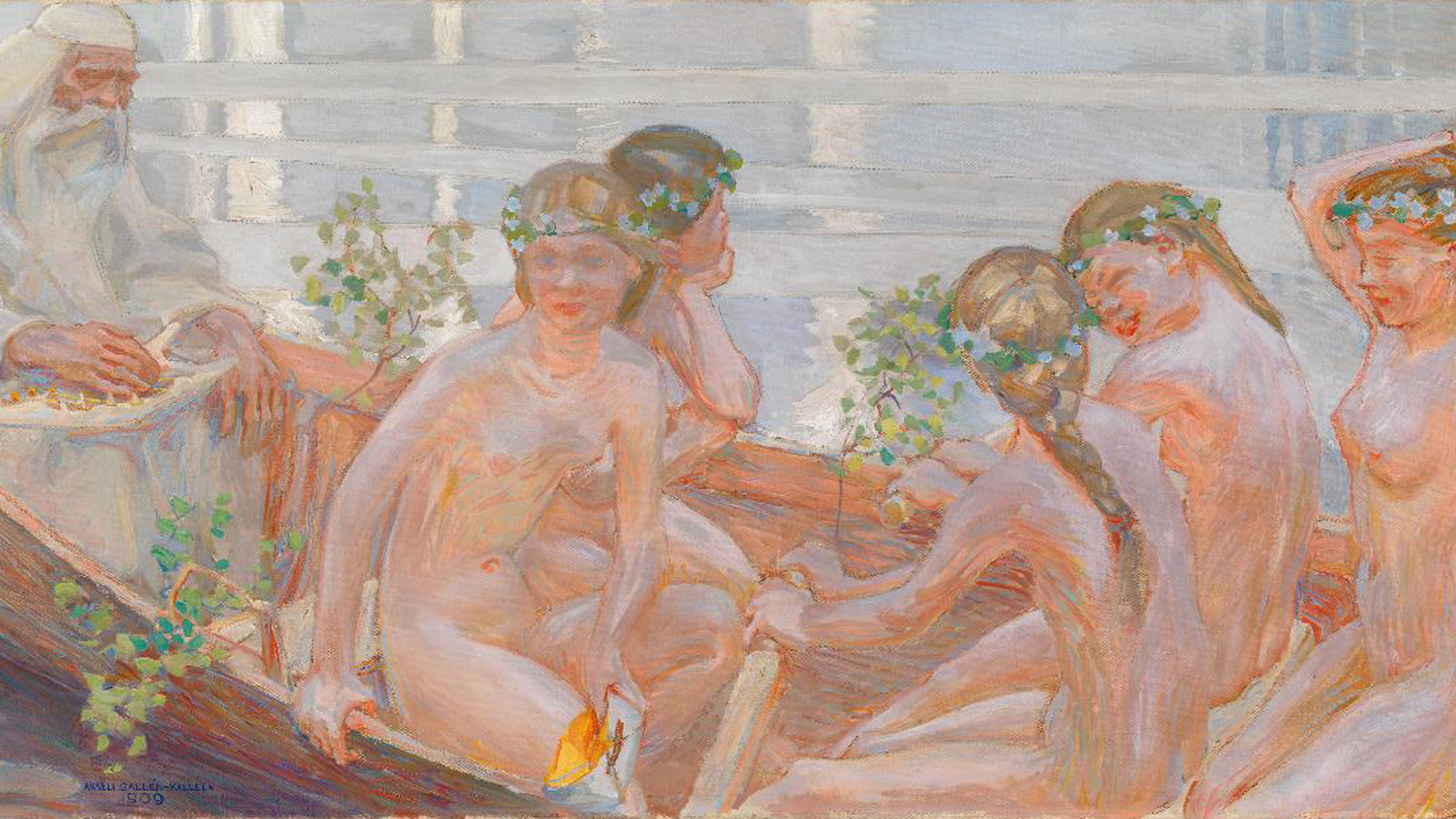 Akseli Gallen-Kallela: Väinämöisen venematka, 1909. Öljy kankaalle. Kansallisgallerian kokoelma / Ateneumin taidemuseo, Antellin kokoelmat. Kuva: Kansallisgalleria / Hannu Pakarinen