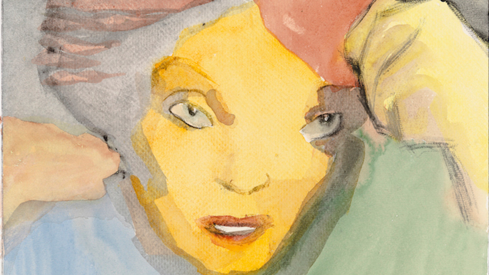 Kuvassa on Olli Lyytikäisen maalaama teos Kontrapunkti ja siinä on naisen kasvot.  Naisen kasvot on maalattu keltaiseksi ja hiuksissä on punertavaa. Hiusrajaa on maalattu harmaaksi ja oikealla on keltainen käsi.  Maalauksessa näkyy puseroa, joka on oikealla vihertävä ja vasemmalla sinertävä. 