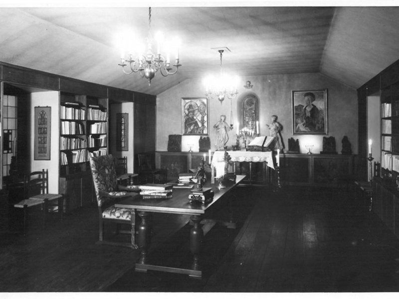 Amos Andersonin yksityinen kappeli työhuoneena 1920-luvulla. Kuva: Amos