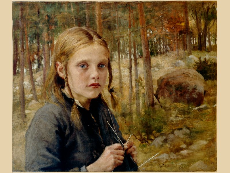 Edelfelt, Albert. Sukkaa kutova tyttö. 1886. Gösta Serlachiuksen taidesäätiö. Kuva: Gösta Serlachiuksen taidesäätiö.