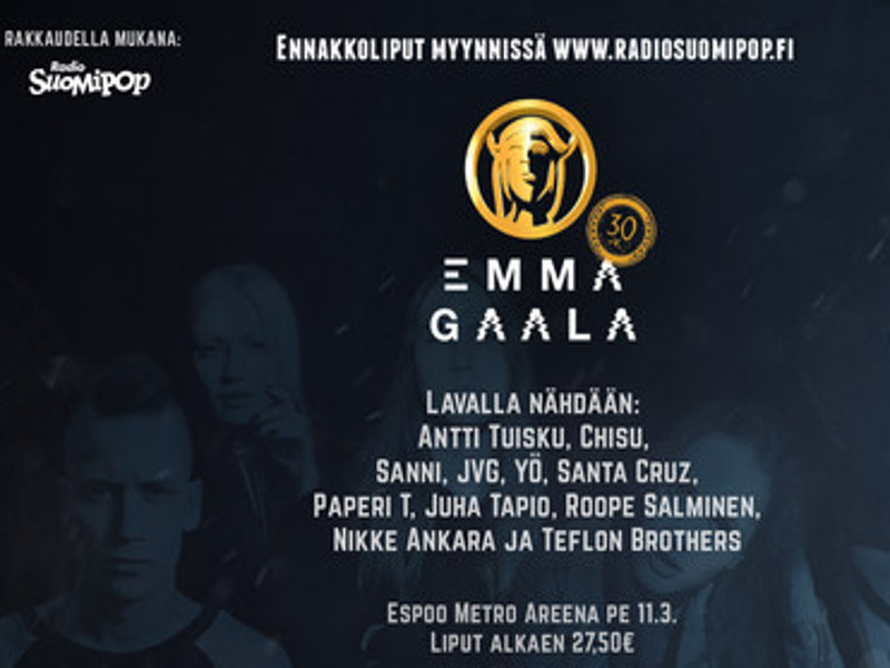Emma Gaala 2016 -juliste. Kuva: Radio Suomipop