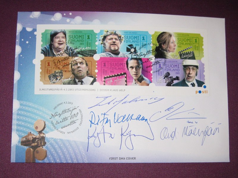 First Day Cover näyttelijöiden nimmareilla. Kuva: Amusa.fi