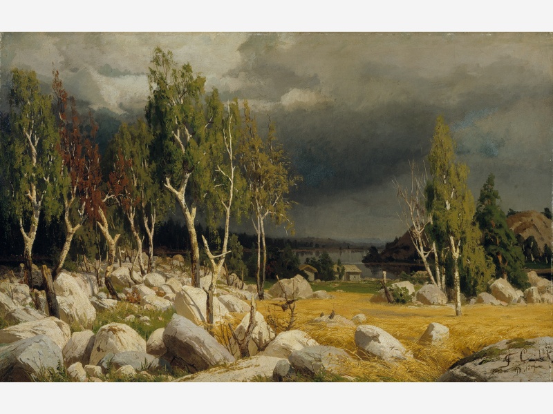 Kaski, aihe Uudeltamaalta, 1872. Öljymaalaus, Ateneumin taidemuseo, Helsinki. Valokuva: Kuvataiteen keskusarkisto, Jukka Romu.