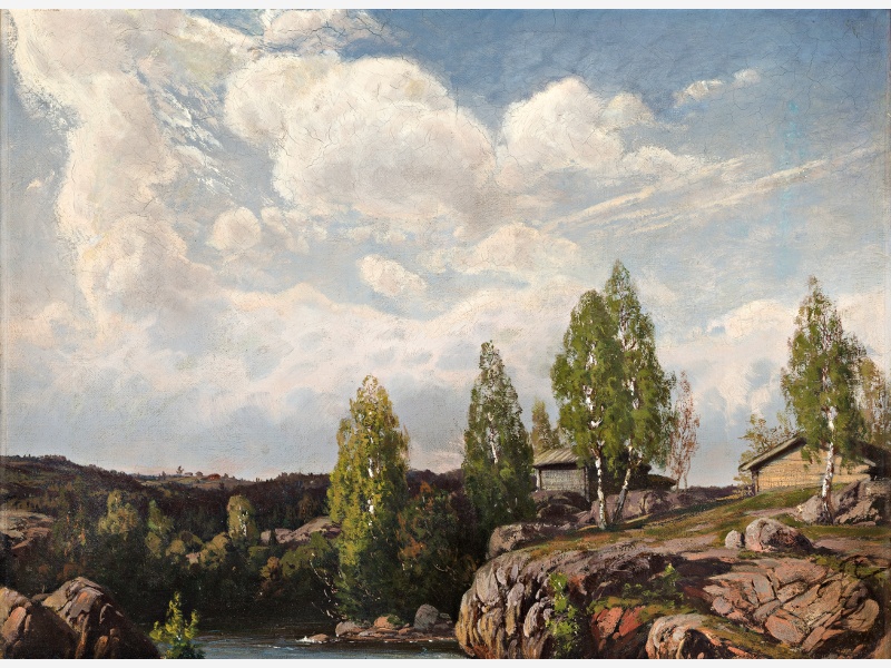 Kesäpilviä, 1879. Öljymaalaus, yksityisomistuksessa. Valokuva: Rauno Träskelin.