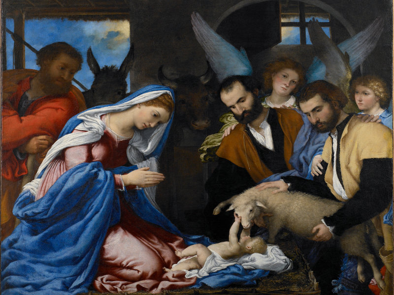 Lorenzo Lotto: Paimenten kumarrus. Kuva: Kansallismuseo