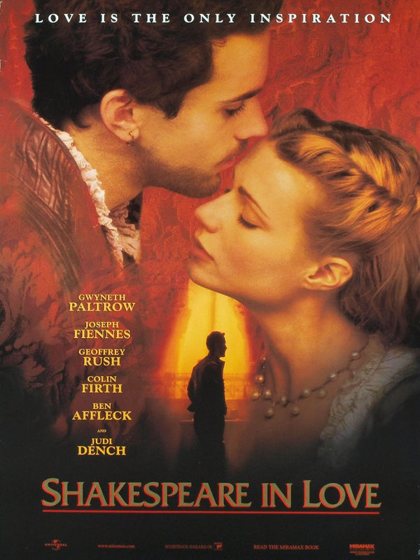 Rakastunut Shakespeare-elokuvan juliste. Kuva: google.fi