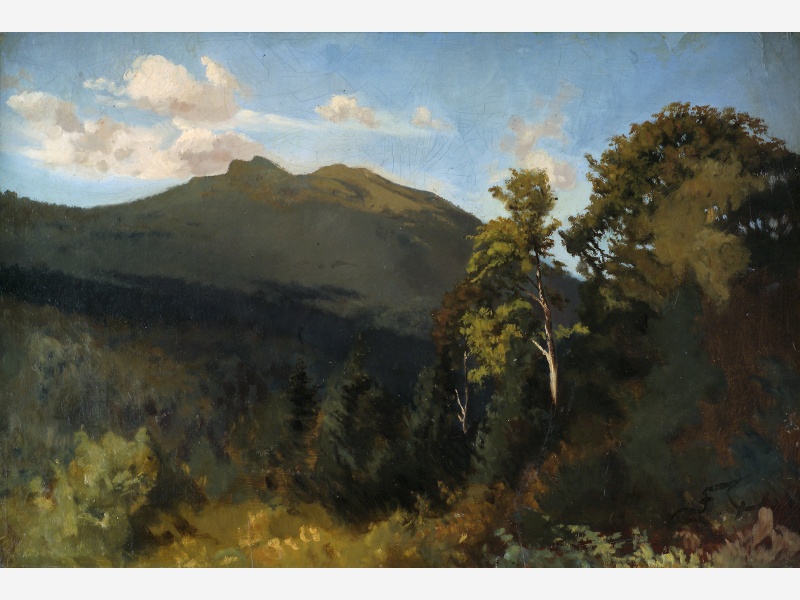 Vuoristomaisema, Eifel, 1871. Öljymaalaus, Signe ja Ane Gyllenbergin säätiö, Helsinki. Valokuva: Matias Uusikylä.