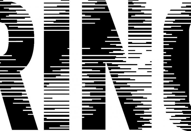 Kuvassa on sana Ring mustalla valkoisella pohjalla.  Kirjaimet ovat koko kuvan kokoisia.