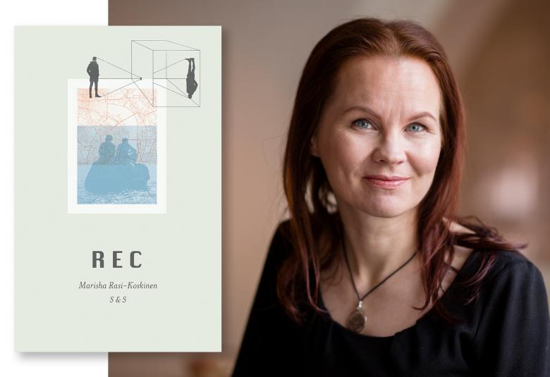 Kuvassa on oikealla Marisha Rasi-Koskisen puolivartalokuva ja vasemmalla REC-kirjan kansi.