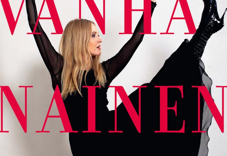 Kuvassa on osa kirjan kannesta ja nainen tanssimassa. Keskellä on sana nainen punaisin isoin kirjaimin. 