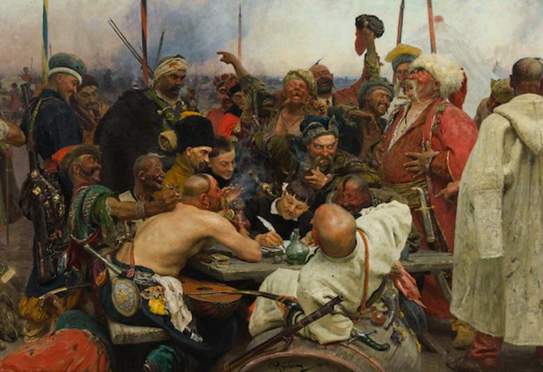 Kuvassa on Ilja Repin ja Natalia Nordmann ulkokahvilan pöydässä Repinin maalauksessa.