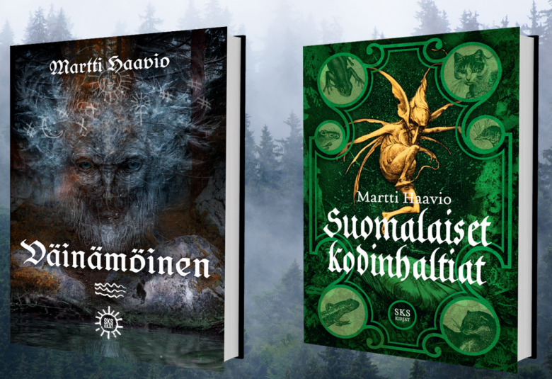 Kuvassa on Haavion kirjojen Väinämöinen ja Suomalaiset kodinhaltiat.