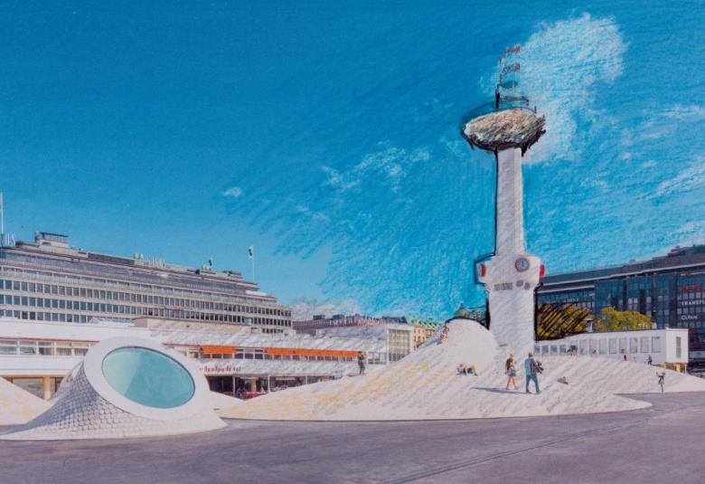 Tadashi Kawamata rakentaa Lasipalatsin aukiolle ja katolle "Pesän", joka on kierrätysmateriaaleista valmistettu taideteos.