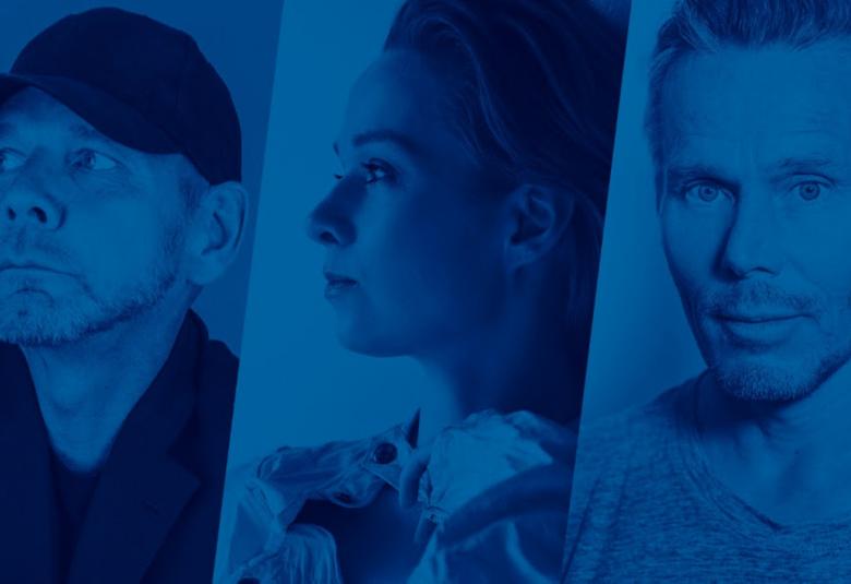 Kuvassa on erilliset kasvokuvat Tero Saarisesta, Johanna Nuutisesta ja Kenneth Kvarnströmistä. Kuva on sävytetty sinisellä.