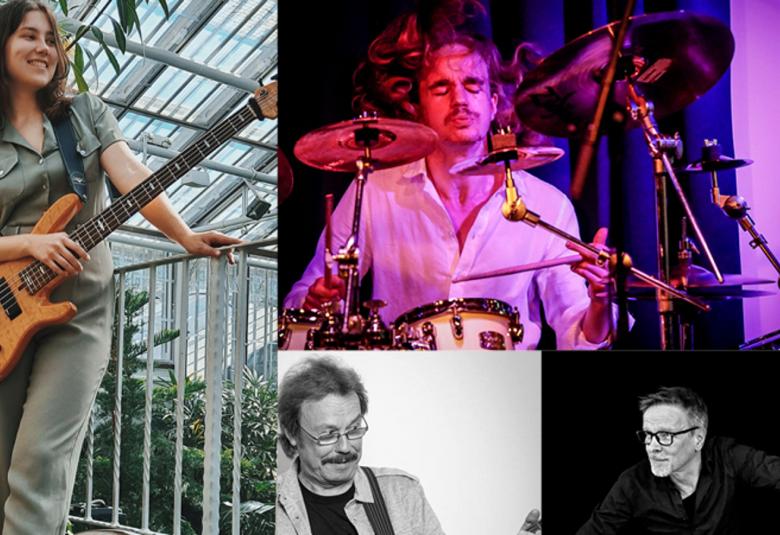 Kuvassa on vasemmalla isoimpana Ansku Mellanen seisomassa kitaran kanssa kanssa kokovartalokuvassa. Oikealla ylhäällä Severi Sorjonen rumpujen ääressä soittamassa. Kuvan sävyn on punainen.  Alla on kuva vasemmalla Aarne Vesterinen kitaran kanssa ja Leevi Leppänen rumpujen ääressä.  Nämä kaksi kuvaa ovat musta-valkoisia.