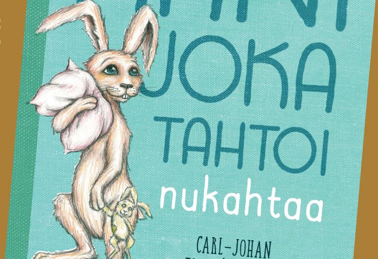 Kuvassa on osa kirjan kannesta ja siinä on vasemmalla piirroskuva kanista.  Kirjan nimestä näkyy osa. Kannessa on vaalean sinistä ja taustalla on vaalean ruskeaa.