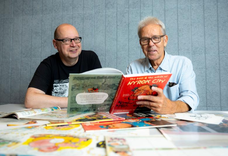 Nyrok City -näyttelyssä Mauri Kunnaksen räävittömän sarjakuvan keinoin populaarimusiikin ilmiöitä