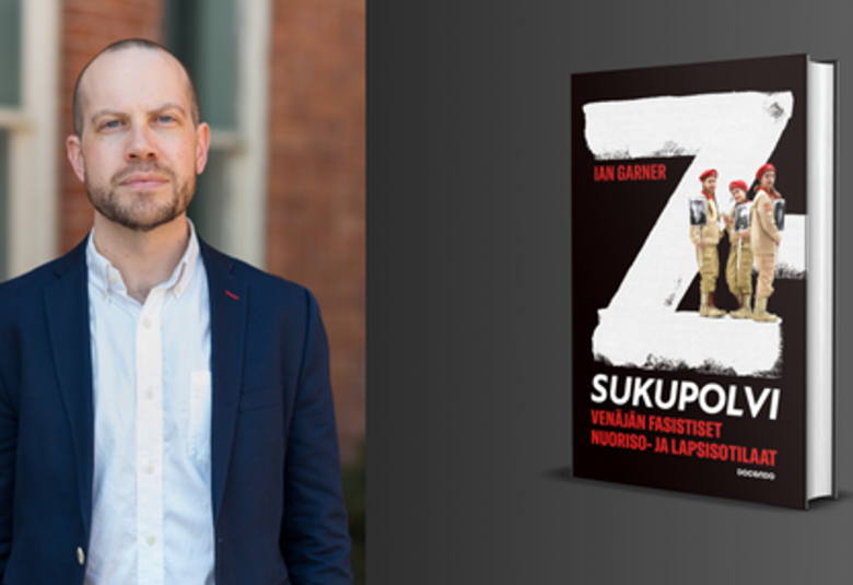 Kuvassa on vasemmalla Ian Gardner sinisessä takissa ja valkoisessa paidassa.  Oikealla on vinosti kirja ja sen kannessa on isolla valkoisella Z-kirjain ja sen alasakaran päällä kolme sotilaspukuista nuorta. Alla on punaisella Venäjän nuoriso- ja lapsisotilaat. Kirjan kannen pohjaväri on musta.