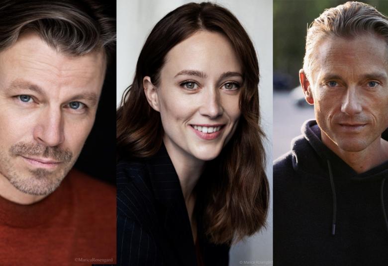 Kuvassa on kolme kasvokuvaa. Vasemmalla on Peter Franzén puna-ruskeassa puserossa ja keskellä on Sannah Nedesgård, jolla on tummat pitkät hiukset. Oikealla on Volker Brcuh, jolla on tumma huppari päällään.