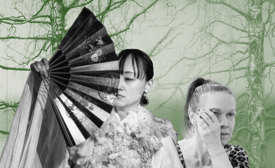 Nō-laulaja Ryoko Aoki (vas.) ja näyttelijä Petriikka Pohjanheimo johdattelevat Secret Flowers -teoskokonaisuuden katsojat ja kuulijat Suomessa harvoin esitetyn nō-teatterin kiehtovaan estetiikkaan. 