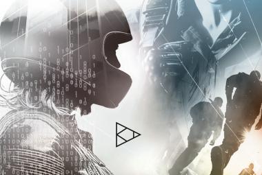 Kuvassa on piirroskuva, jossa vasemmalla on sivuttain tumma, kypäräpäinen hamo, jolla on nahkatakki. Oikealla näkyy kaksi mieshahmoa takaapäin ja isoa nahkatakkia. Kuva on osa kirjan kannesta.